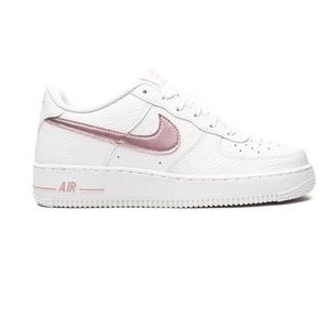 Nike Air Force 1 white / rose gold (pink glaze) size 6.5 youth